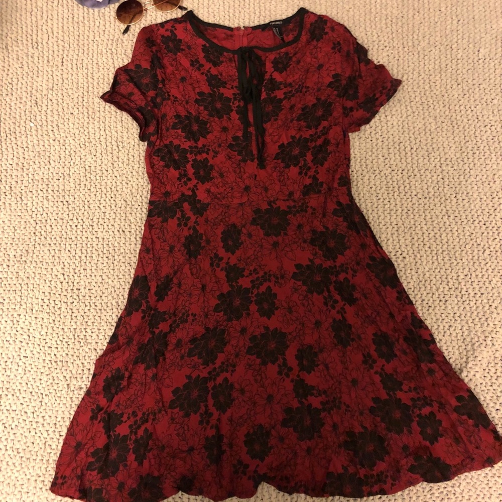 red skater dress